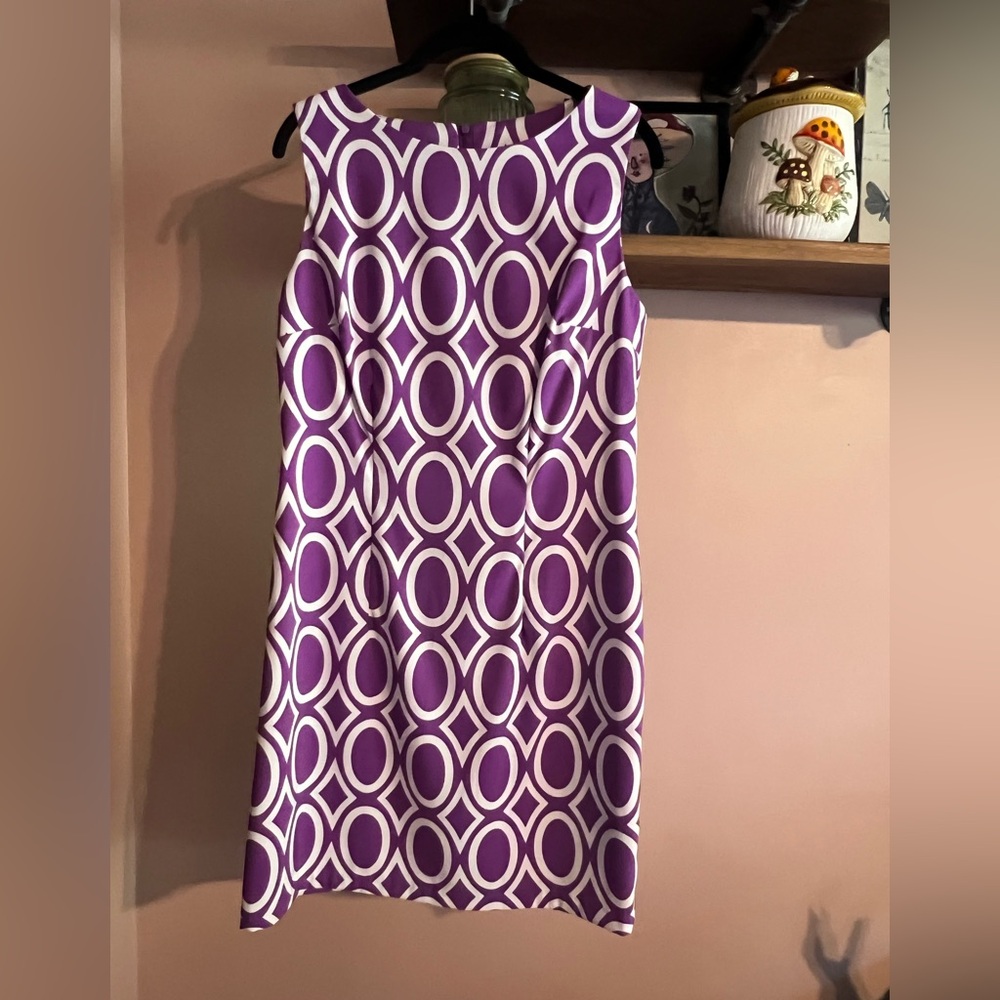 AGB Purple and White Retro Print Dress
